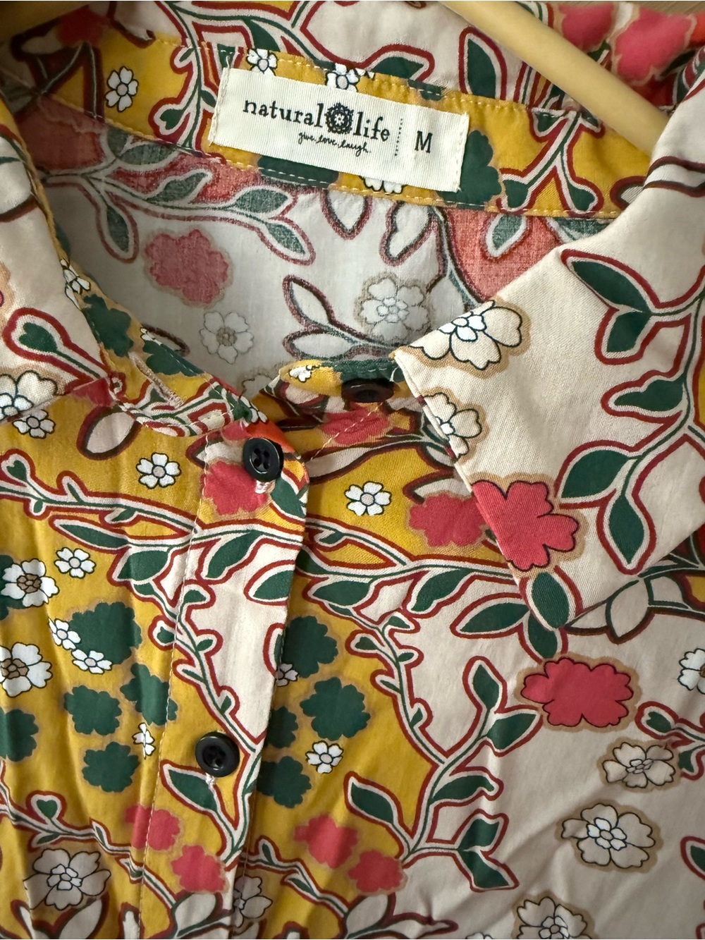 NATURAL LIFE Retro Button down Mini Dress in Mustard, Cream, Green and Orange - Picture 2 of 3